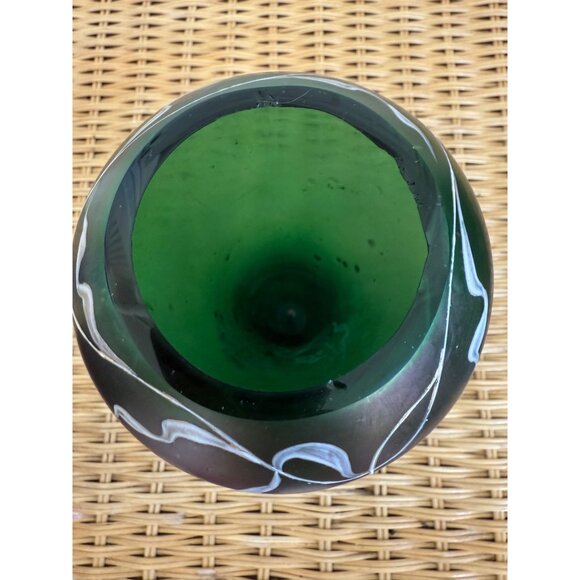 Antique 1910 Poschinger Nouveau Bohemian Green Purple Glass Vase - Picture 10 of 16